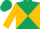 Hunter green and gold diagonal quarters, green and gold sleeves