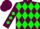 Maroon, green diamonds