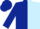 Dark blue & light blue halves, white wave, dark blue cap