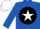 royal Blue, black disc, white star, royal blue sleeves, white cap