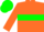 orange, green hoop, green cap