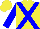 yellow, blue cross sashes and sleeves