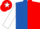 Royal blue & red halved, white sleeves, red cap, white star