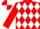red, white diamonds, red sleeves, quartered cap