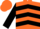 Flourescent orange, black chevrons, black cuffs on sleeves
