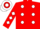 Red, white spots, diamonds on sleeves, hooped cap