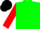 Green, yellow and red thirds, yellow and red sleeves, black cap