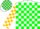 White, green check, green sleeves, gold check