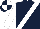 Dark Blue, White sash and sleeves, quartered cap