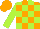 Orange and lime checks, lime sleeves, orange cap