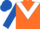 Orange, white chevron, royal blue sleeves and cap