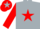 Silver, red star and sleeves, silver armbands, red cap, silver star
