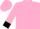 Pink, black diagonal pattern, black seam and cuffs on pink sleeves