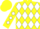 Yellow, white diamonds, black 'bkc'on white diamonds on sleeves