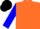 Orange,blue sleeves,'cp' in blue ball on back