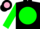 Black, pastel pink, blue, yellow, green ball on back, pink, blue, yellow,green bands on sleeves