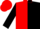 Red and black halved, red collar, black sleeves, red cap