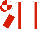 White, red braces, white and red halved sleeves, red and white quartered cap