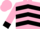 Pink, black v, black inverted chevrons and cuffs