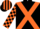Black, orange cross sashes, check sleeves, striped cap