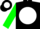 Black, white ball black 'd' on back green sleeves