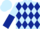 Light blue, dark blue diamonds, light blue and dark blue halved sleeves