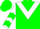 Green, white triangular panel, white sleeves, green chevrons