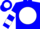 Blue, blue mb on white ball, white bars on sleeves