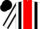 white, red stripe, black braces, white sleeves, black seams, black cap