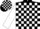 Black, white ''m'' on back white blocks on sleeves