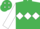 Emerald green, white triple diamond & sleeves, white diamonds on cap
