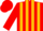 red and gold stripes, red sleeves, red cap