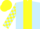 light blue, yellow stripe, checked sleeves, yellow, yellow cap