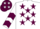 White, maroon winkin eye emblem in maroon stars, maroon chevrons on slvs