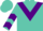 Turquoise, purple triangular panel, purple chevrons on sleeves