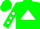 Green, White Triangle,  White Diamonds on Sleeves, Green