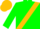 Green, gold sash, gold hoops on green sleeves, gold cap