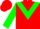 Red, white 'gg' in green triangular panel, red band on green sleeves