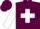 Maroon, white cross, white sleeves, maroon cuffs