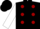 Black, cherry dots on white sleeves