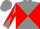 Gray & red diagonal quarters, gray & red diagonally quartered slvs