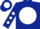 Dark Blue, White disc, diamonds on sleeves