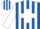 Royal blue, white cross, white stripes on sleeves