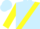 Light blue, 'a lunatic farmer' on blue and yellow sash, black bars on blue and yellow sleeves
