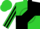 Lime green and black diamond quarters, black 'i'm in' in circle, black stripe on sleeves