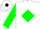 White, green diamond r, black diamond, green diamond frames on sleeves