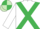 white, light green and emerald green cross sashes, emerald green and light green quartered cap