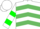 White, jade green chevrons, green hoops on sleeves