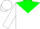 White, green yoke, red v, red band on sleeves