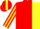 Red & yellow halves, 'jb',  red stripe, yellow stripe on sleeves